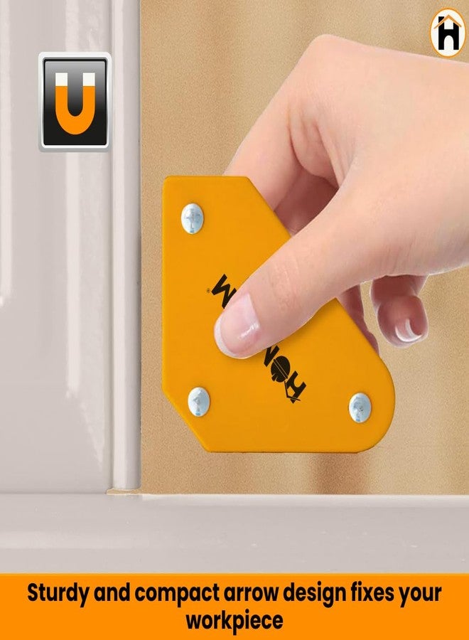 Homdum مجموعة مشابك لحام مغناطيسية متعددة الزوايا من هومدوم، مكونة من 6 قطع، تتضمن قطعتين مربعتين على شكل سهم مقاس 3 بوصات و4 قطع مربعة صغيرة على شكل سهم، تتميز بقوة مغناطيسية عالية لضمان محاذاة دقيقة في أعمال التصنيع. - Image 5